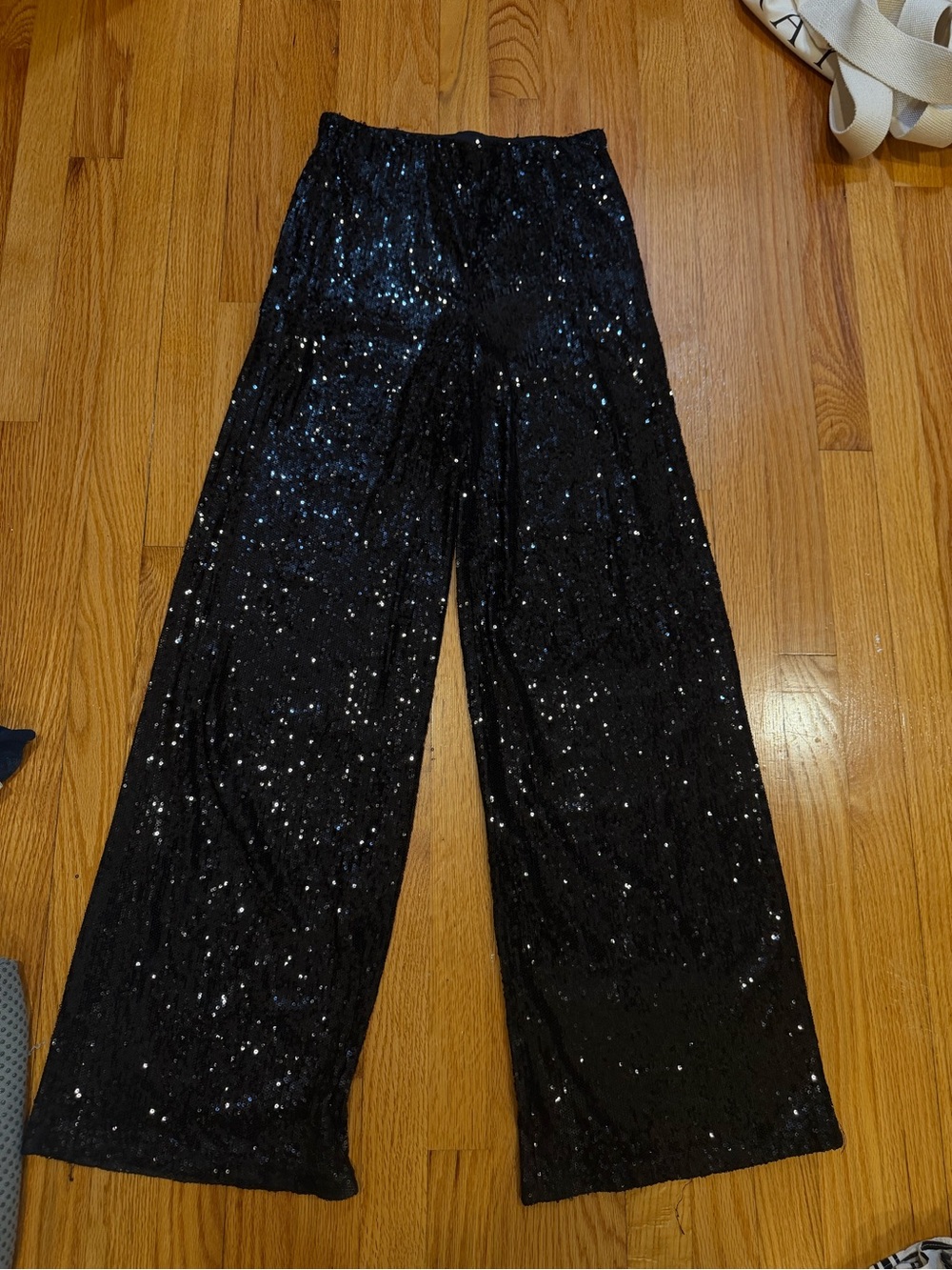 Mango Black Sequin Wide-Leg Kids Pants